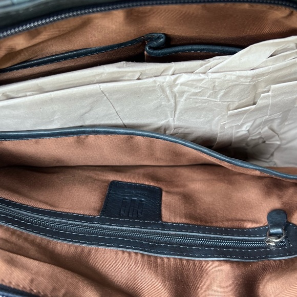 ILI. Leather patch oversized zip tote bag work blue ink nwt new - Picture 6 of 6